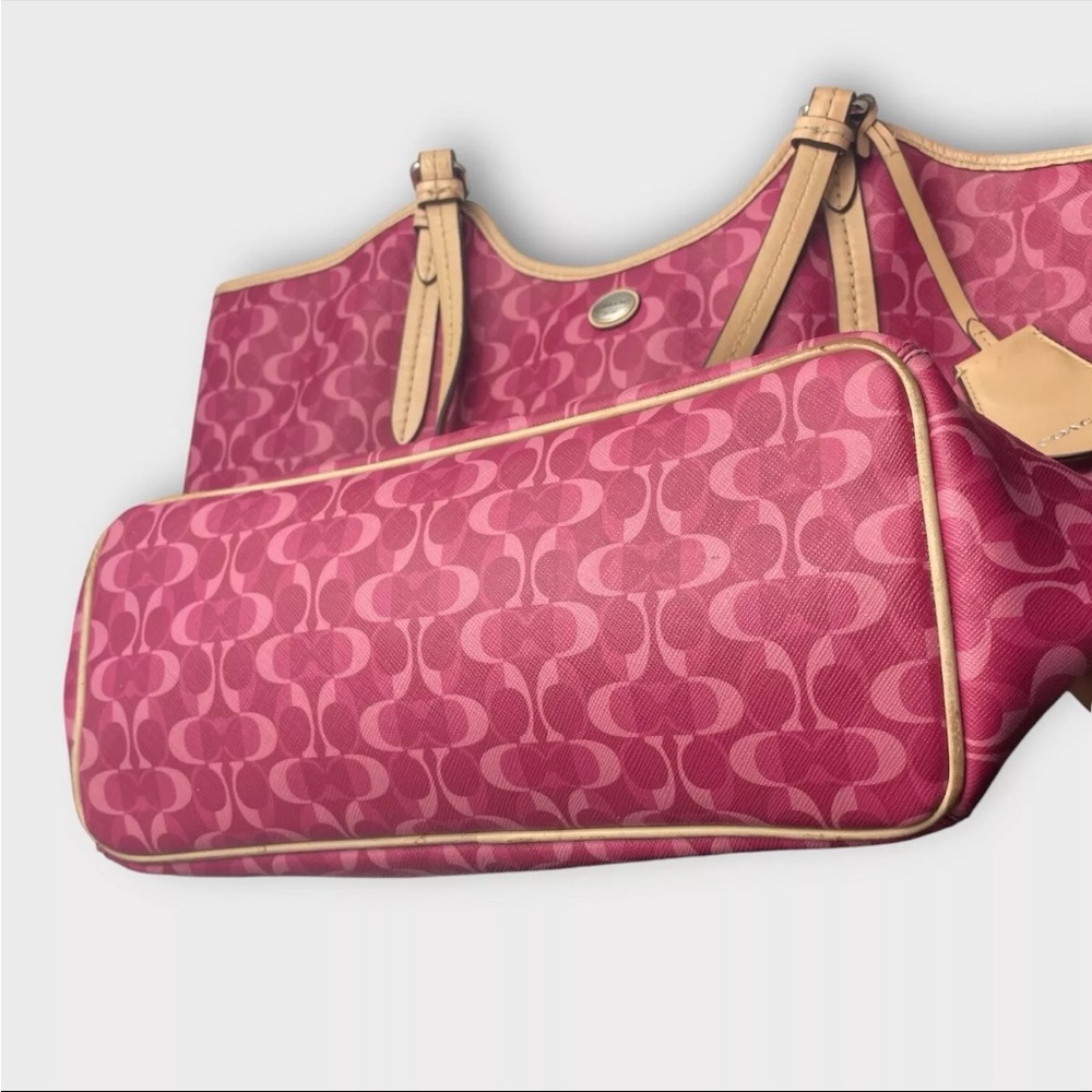 Genuine Coach Leather Tote Bag Peyton Dream C Pink and Tan Tote F25522 - Picture 9 of 14